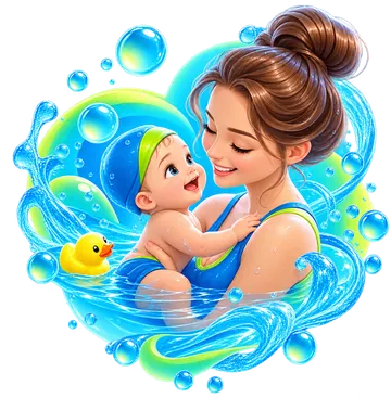 Мама держит малыша в воде